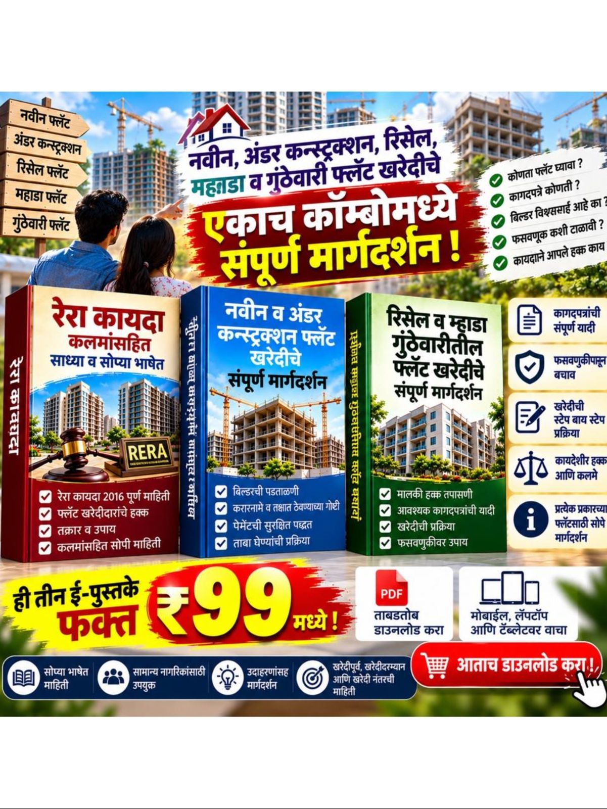 घर घेण्याआधी हे वाचाच! – रिसेल, म्हाडा आणि गुंठेवारी फ्लॅट खरेदी ( 3 Book Set)